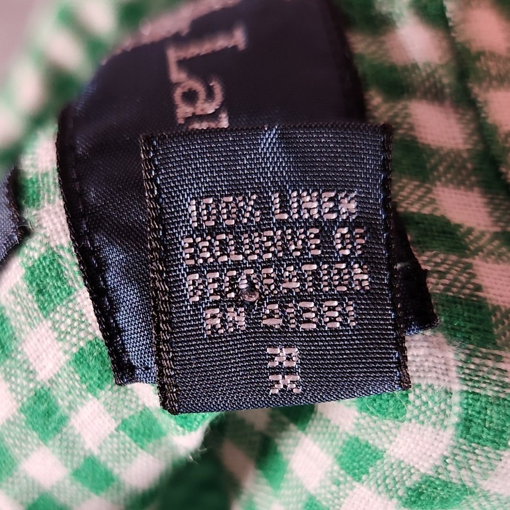 Ralph Lauren Button Down Mens XXL Green Excellent Linen Gingham Classic Fit - Picture 7 of 12